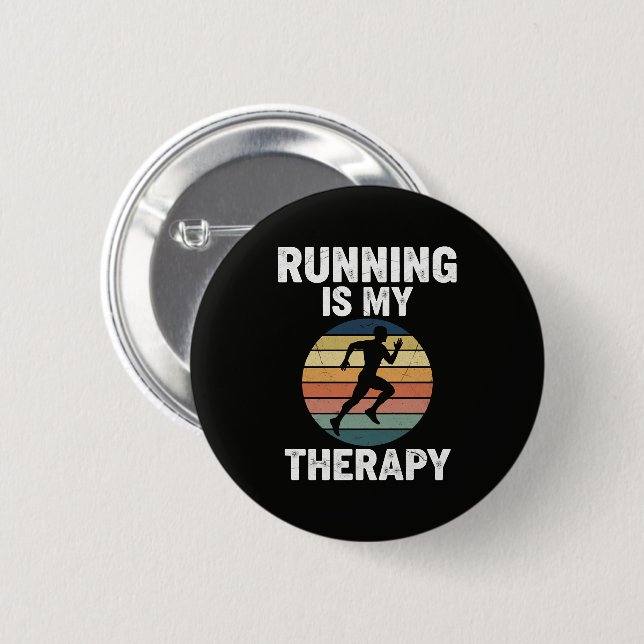 Running Is My Therapy 6 Cm Round Badge (Front & Back)