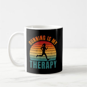 Running is my therapy funny exercise gift coffee mug