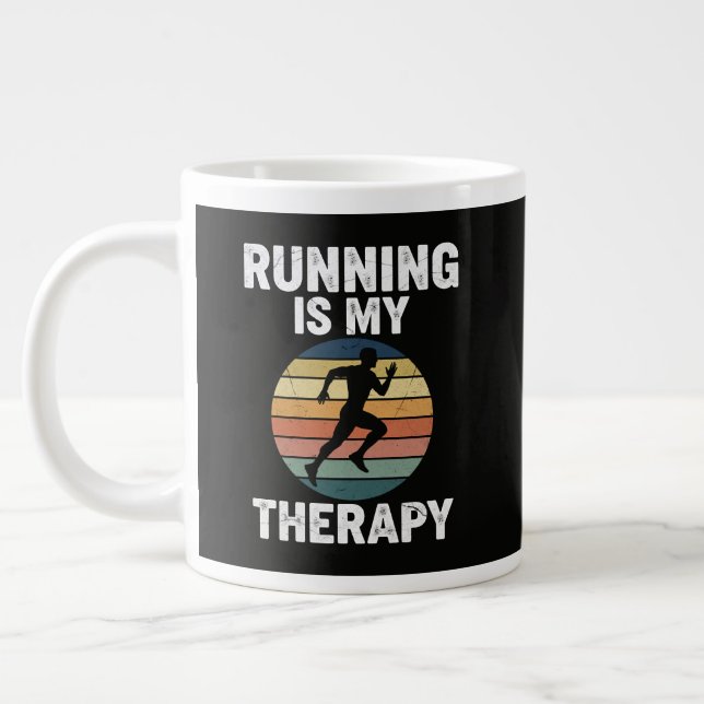 Running Is My Therapy Large Coffee Mug (Left)