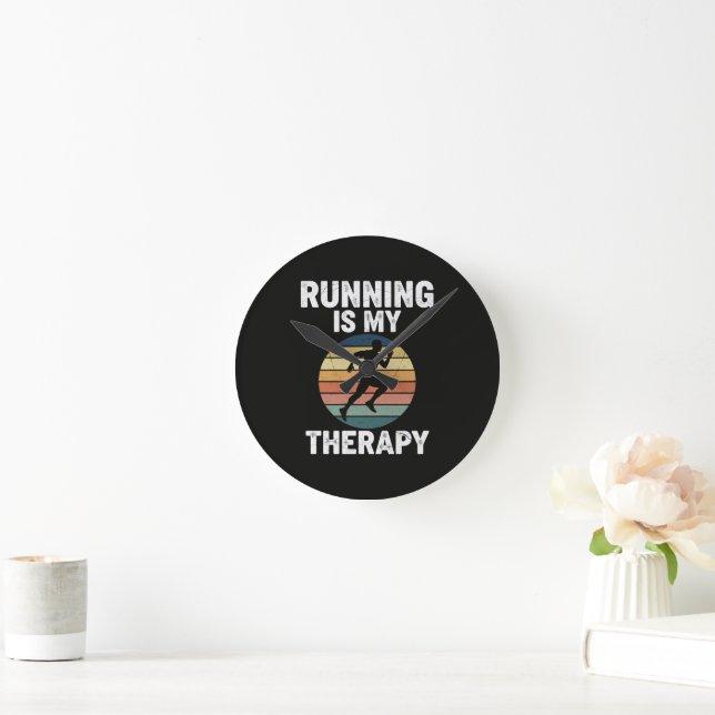Running Is My Therapy Round Clock (Home)
