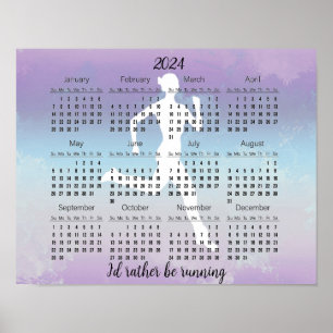 Running Jogging Design 2024 Calendar Poster