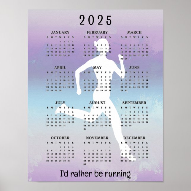 Running Jogging Design 2025 Calendar Poster (Front)