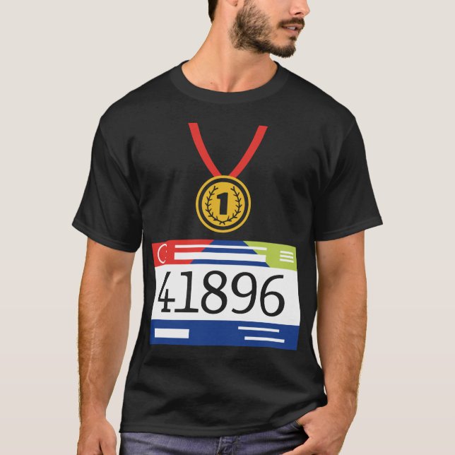 Running Jogging Runner Costume Halloween Costume T-Shirt (Front)