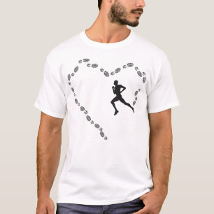 Running Jogging Running Heart Heart Footsteps T-Shirt