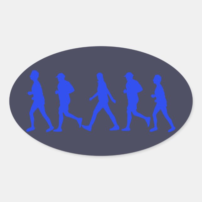 Running Jogging Work Out Oval Sticker (Front)