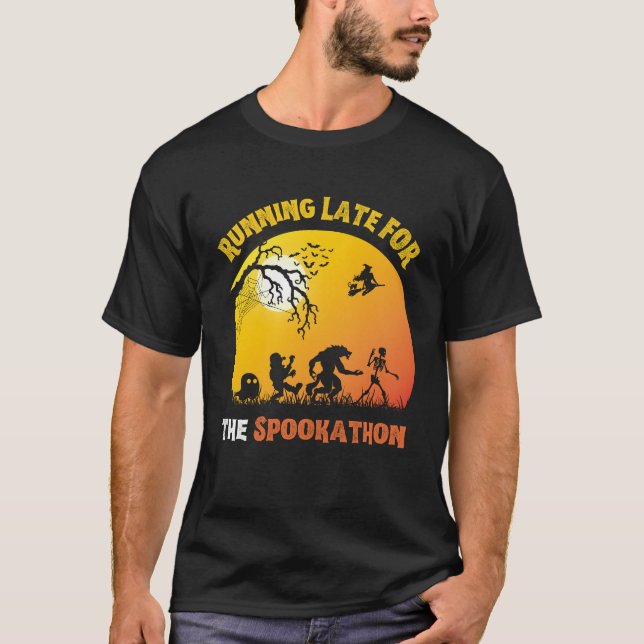Running Late for Spookathon Halloween Race T-Shirt (Front)