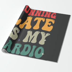 Running Late is my Cardio Funny Retro Fitness Gift Wrapping Paper