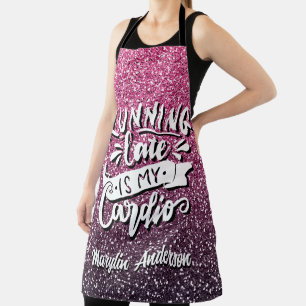 RUNNING LATE IS MY CARDIO GLITTER TYPOGRAPHY APRON