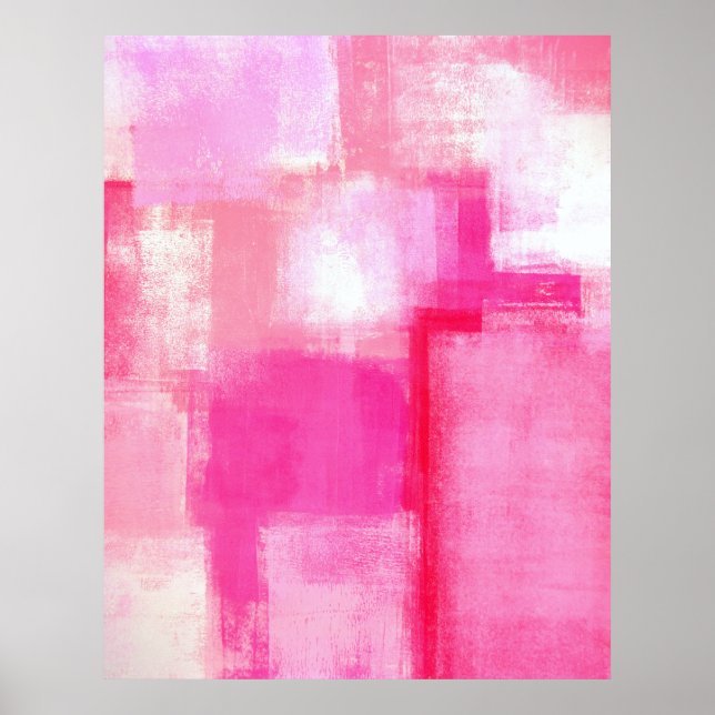 'Running Late' Pink Abstract Art Poster Print (Front)