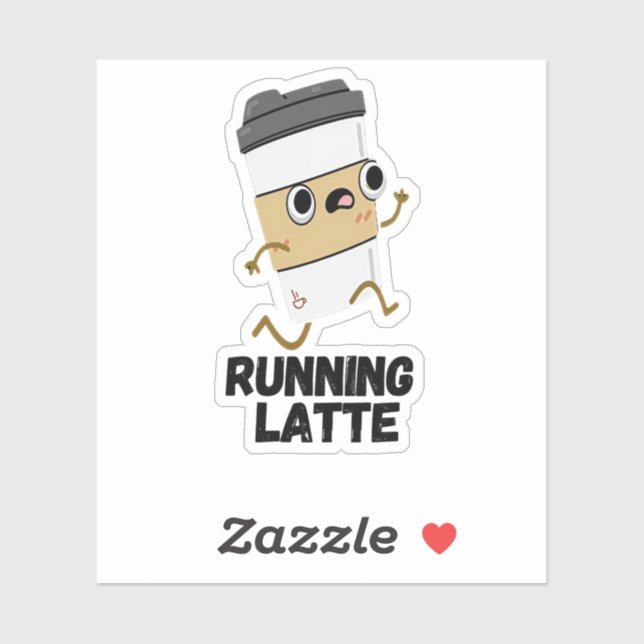Running Latte Funny Coffee Pun Sticker (Sheet)