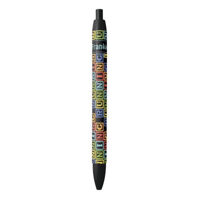 Running lettering pattern custom name black ink pen (Front Vertical)