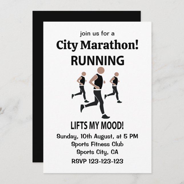 Running Lifts My Mood Running Invitation (Front/Back)