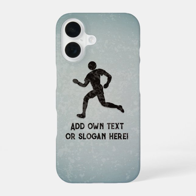 Running Logo - Aged Metal Style - your slogan on iPhone 16 Case (Back)
