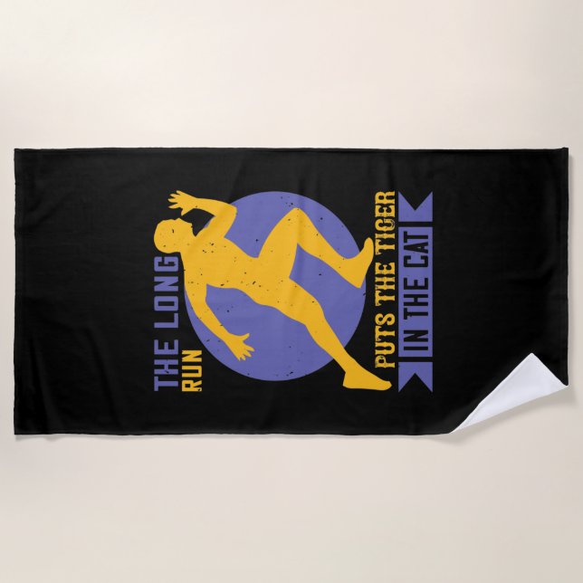 Running - Long run puts tiger in the cat Beach Towel (Front)