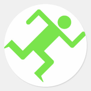 Running Man Green Classic Round Sticker