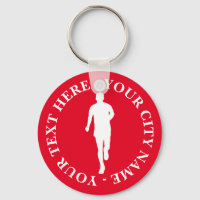 Running man silhouette keychain with custom text
