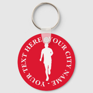 Running man silhouette keychain with custom text
