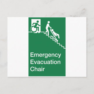 Running Man Wheelchair Evacuation Chair Sign Postcard