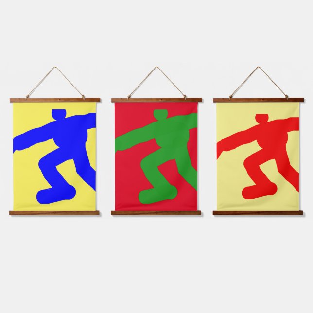 Running Men Series of 3 Hanging Tapestry (Triple)
