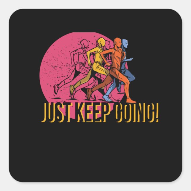 Running Men Square Sticker (Front)