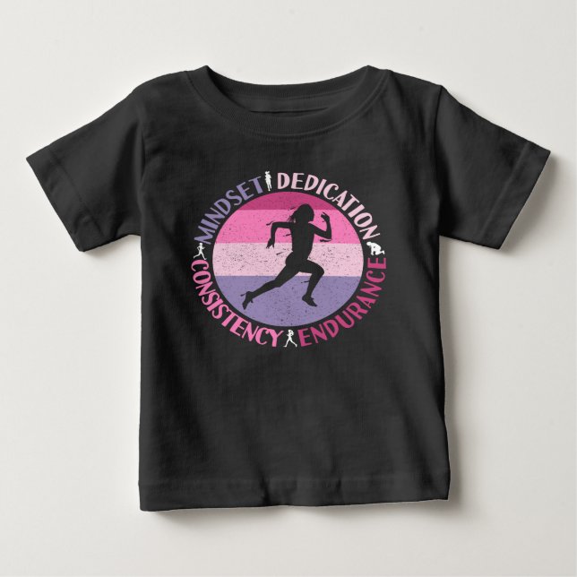 Running Mindset - Girly Runner Endurance Quote Baby T-Shirt (Front)