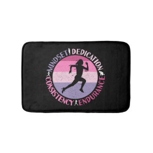 Running Mindset - Girly Runner Endurance Quote Bath Mat