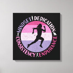 Running Mindset - Girly Runner Endurance Quote Canvas Print