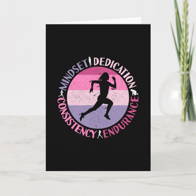 Running Mindset - Girly Runner Endurance Quote Card (Front)