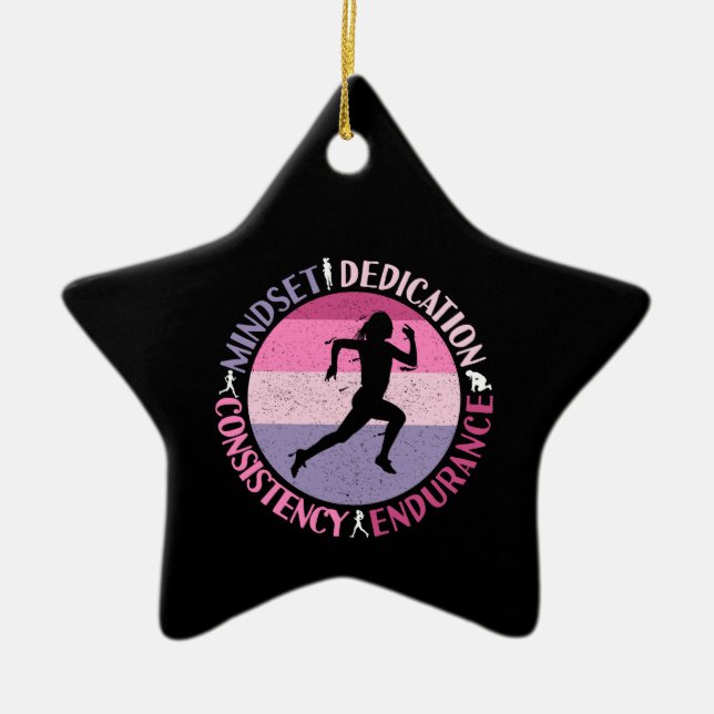 Running Mindset - Girly Runner Endurance Quote Ceramic Ornament (Front)