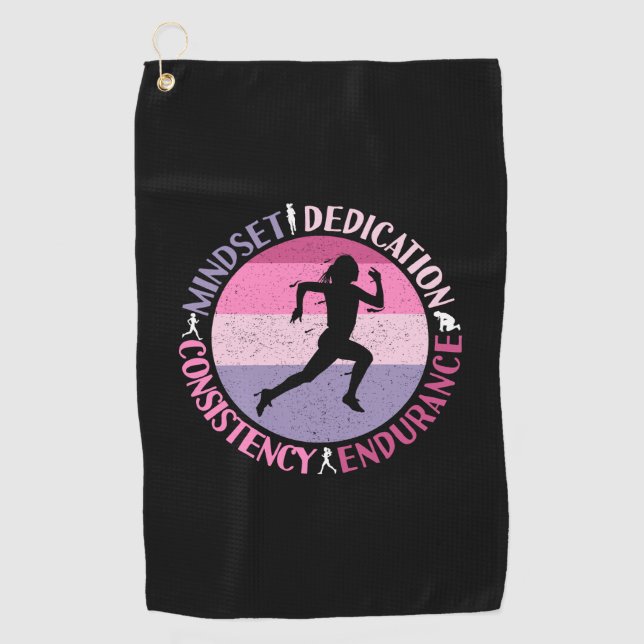 Running Mindset - Girly Runner Endurance Quote Golf Towel (Front)