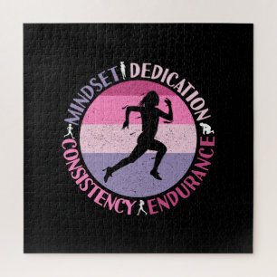 Running Mindset - Girly Runner Endurance Quote Jigsaw Puzzle