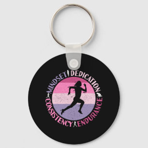 Running Mindset - Girly Runner Endurance Quote Key Ring