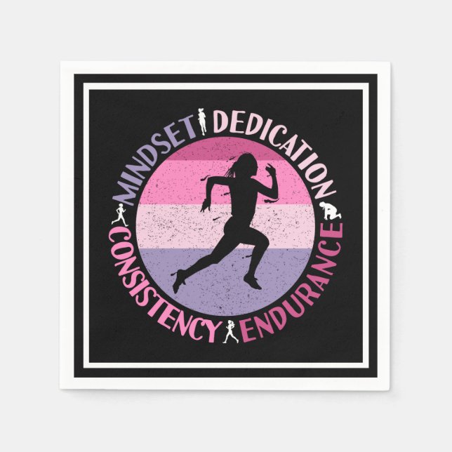 Running Mindset - Girly Runner Endurance Quote Napkin (Front)