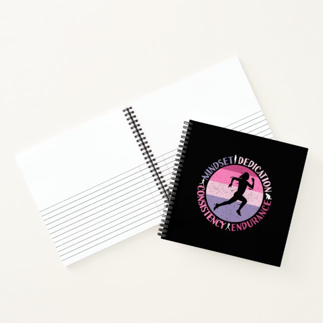Running Mindset - Girly Runner Endurance Quote Notebook (Inside)