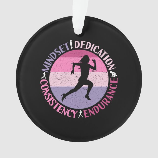Running Mindset - Girly Runner Endurance Quote Ornament (Front)