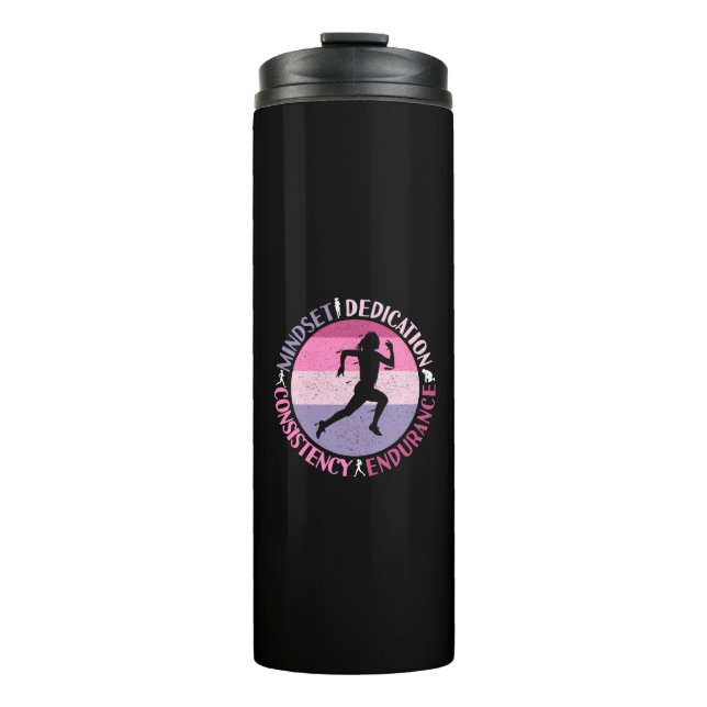 Running Mindset - Girly Runner Endurance Quote Thermal Tumbler (Front)