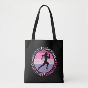Running Mindset - Girly Runner Endurance Quote Tote Bag