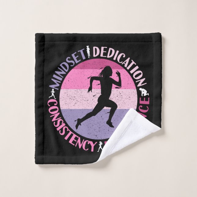 Running Mindset - Girly Runner Endurance Quote Wash Cloth (Wash Cloth)