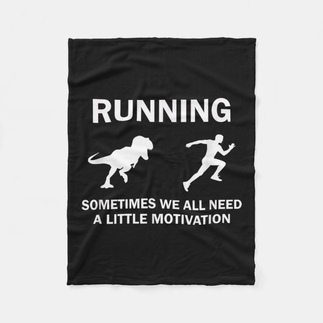Running Motivation Raptor Chase Funny Dinosaur  Fleece Blanket (Front)