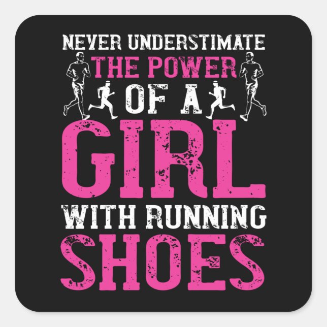 Running - Never underestimate champion Square Sticker (Front)