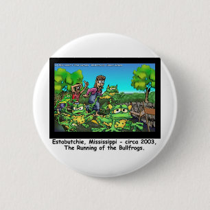 Running Of The Bull Frogs Funny Gifts/Collectibles 6 Cm Round Badge