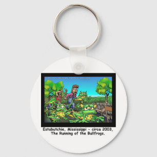 Running Of The Bull Frogs Funny Gifts/Collectibles Key Ring