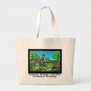 Running Of The Bull Frogs Funny Gifts/Collectibles Large Tote Bag