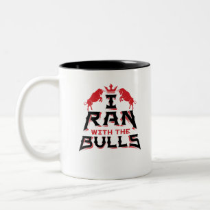 Running of the Bulls Pamplona San Merin Souvenir Two-Tone Coffee Mug