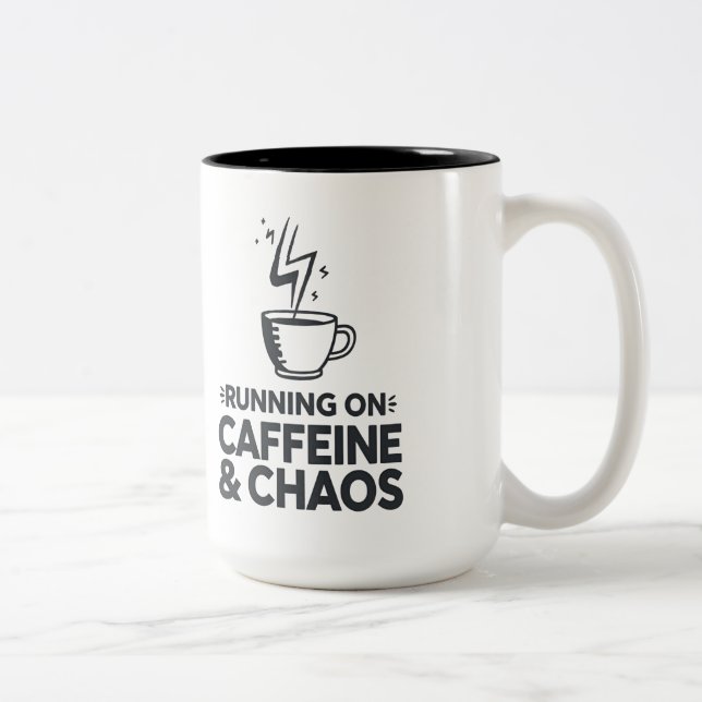Running on Caffeine & Chaos Two-Tone Coffee Mug (Right)