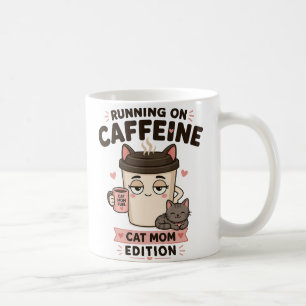 Running On Caffeine Funny Cat Mum Coffee Mug Gift