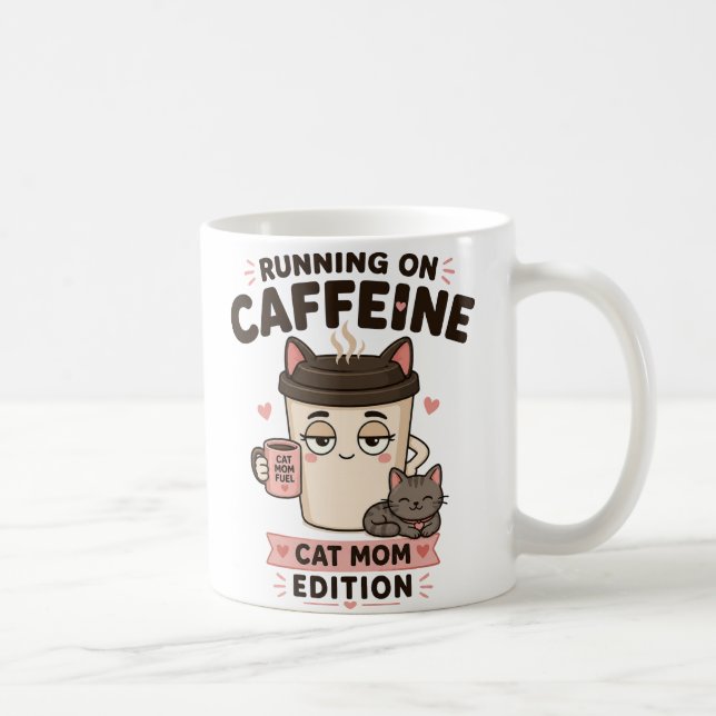 Running On Caffeine Funny Cat Mum Coffee Mug Gift (Right)