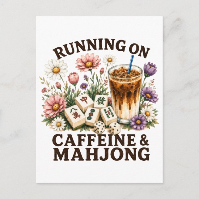 Running on Caffeine & Mahjong Invitation Postcard (Front)