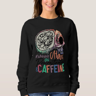 Running On Chaos Procrastination Caffeine Skeleton Sweatshirt
