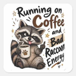 Running on Coffee and Bad Racoon Energy Sticker
